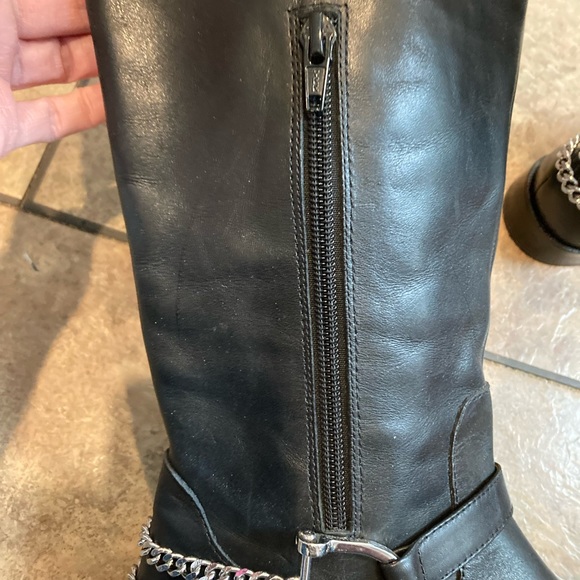 Ralph Lauren black leather riding boots equestrian 5B buckle hardware heeled - Picture 3 of 5